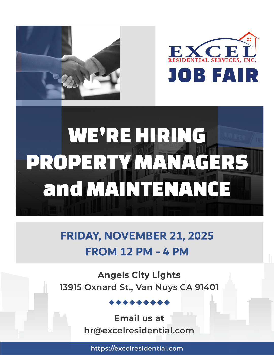 Excel Residential Services Job Fair - We're Hiring Property Managers and Maintenance - september 5th, 2025 from 12 PM - 4 PM